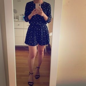 Club Monaco Isra Silk Navy Floral Romper